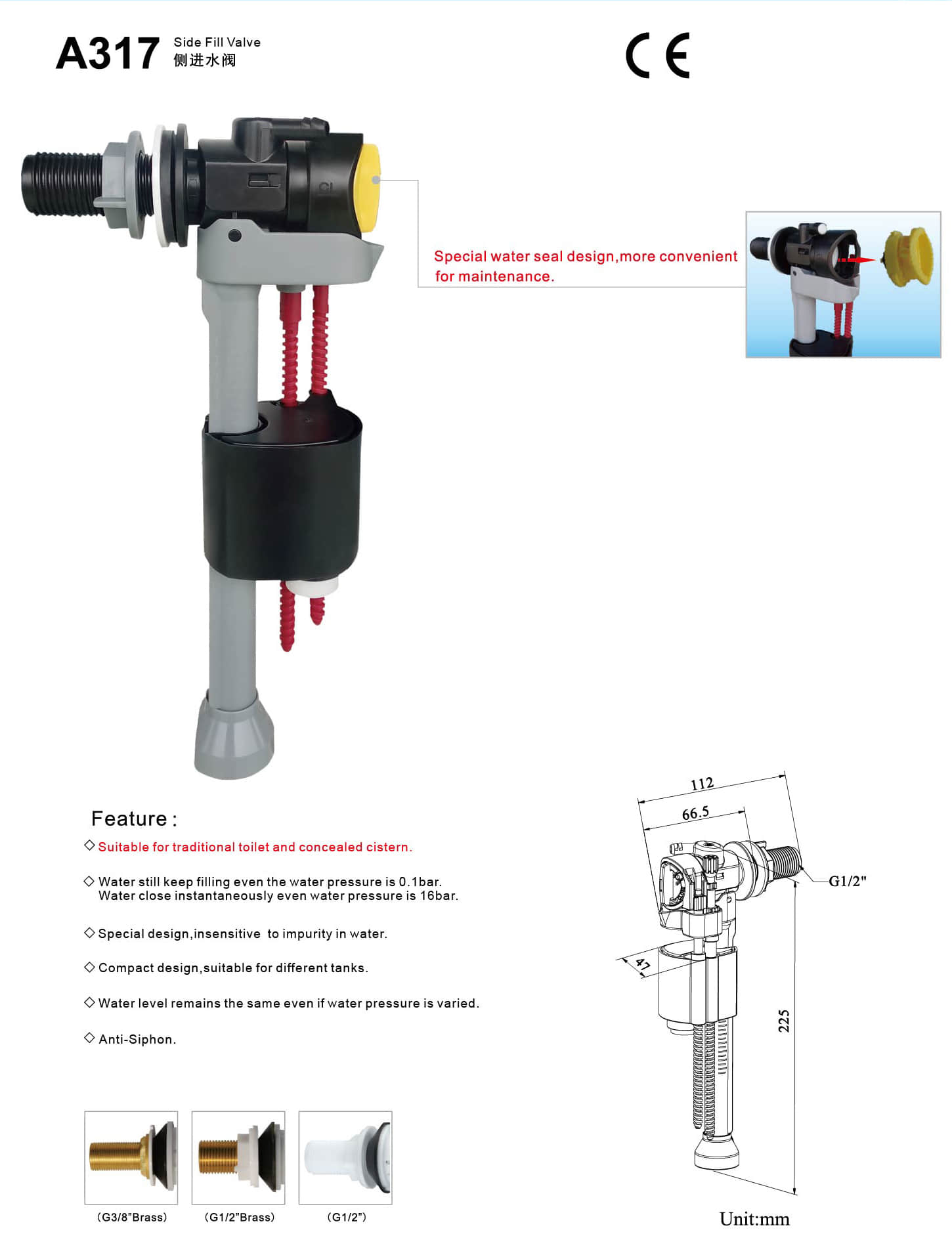 v&aacute;lvula de llenado de inodoro A317 1