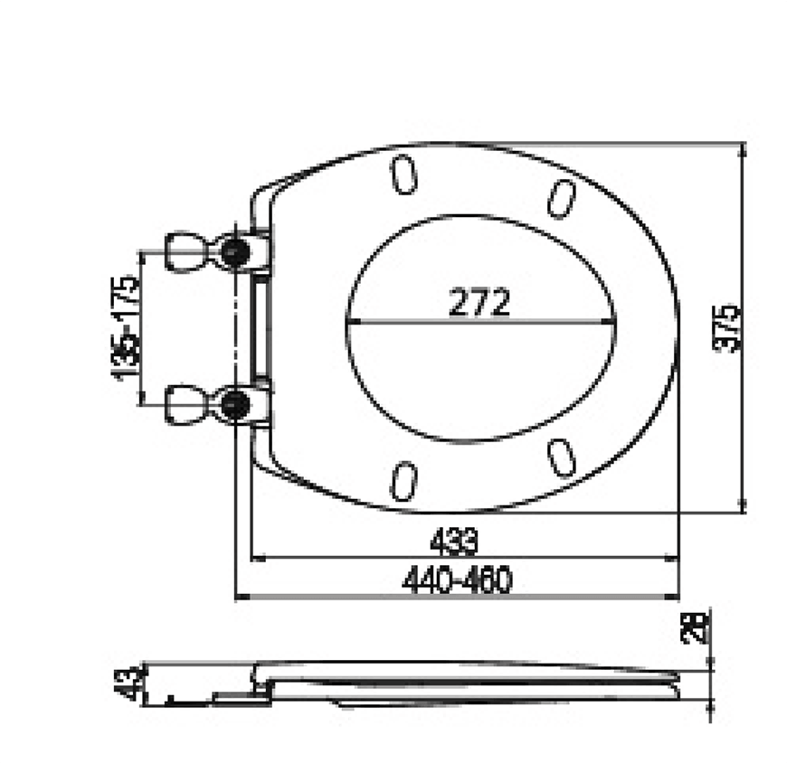 Cubierta de asiento de inodoro en forma de V BP0218TB