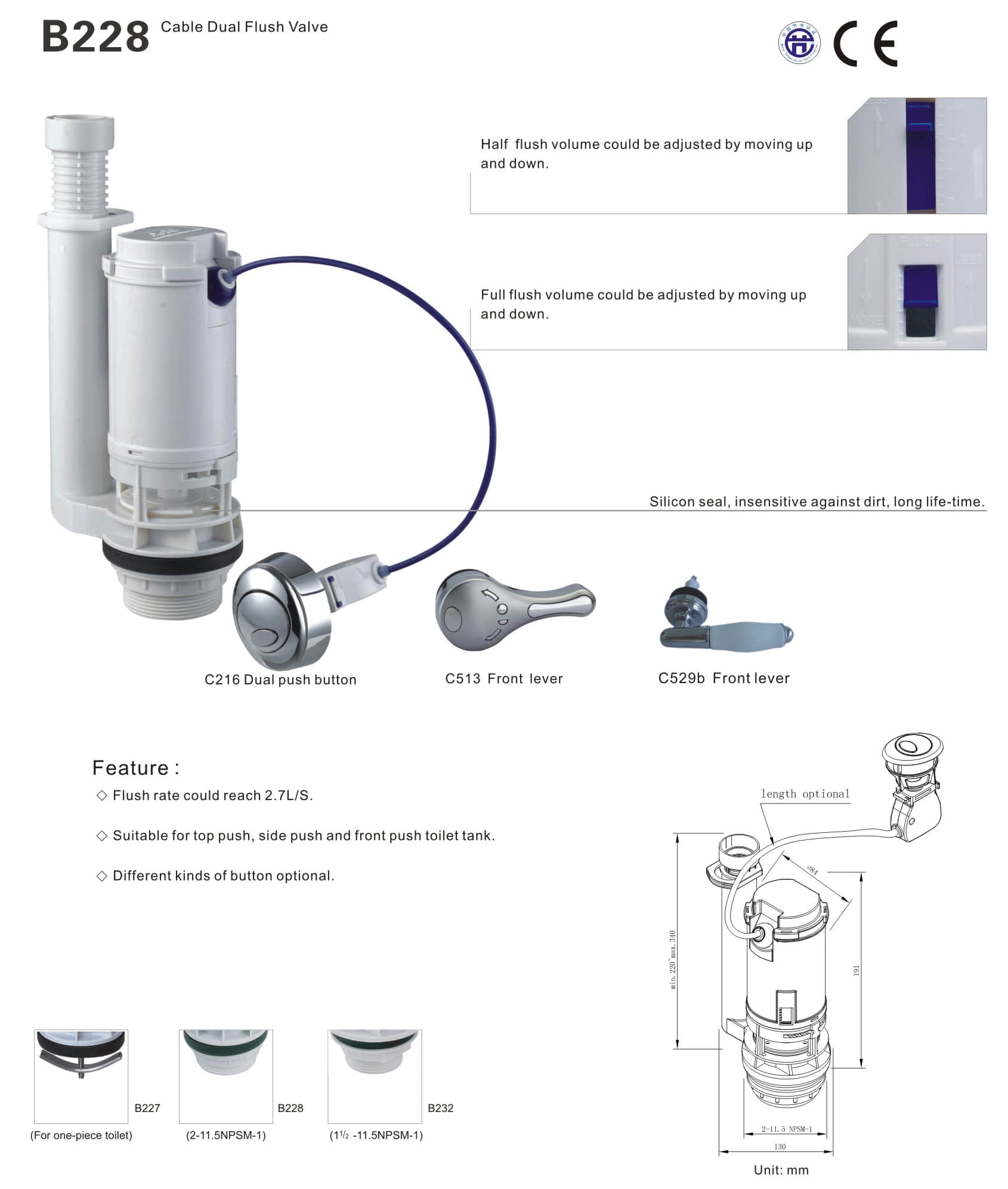 Cable doble v&aacute;lvula de descarga B228 1