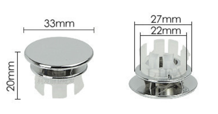 Inserto de desbordamiento de lavabo cromado 3