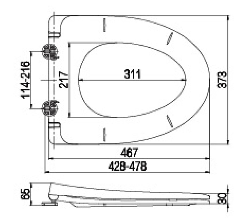 Asiento de inodoro en forma de V con forma de PP BP0215TB