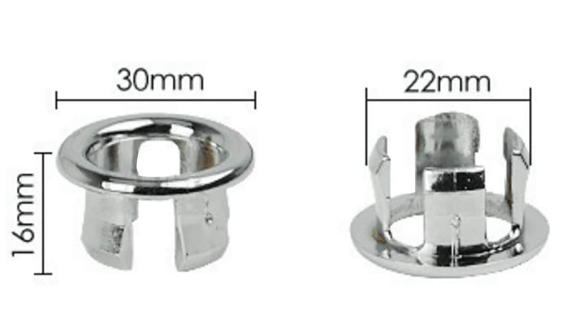 Inserto de rebose de lavabo cromado 6
