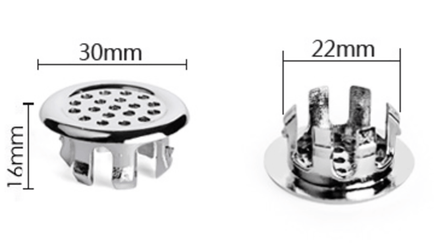 Inserto de desbordamiento de lavabo cromado 3