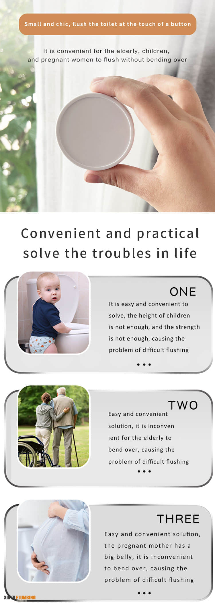 Descarga de inodoro inal&aacute;mbrica con pulsador QBO-W 17