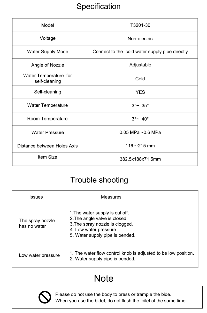 Accesorio pl&aacute;stico para bid&eacute; de agua fr&iacute;a 4